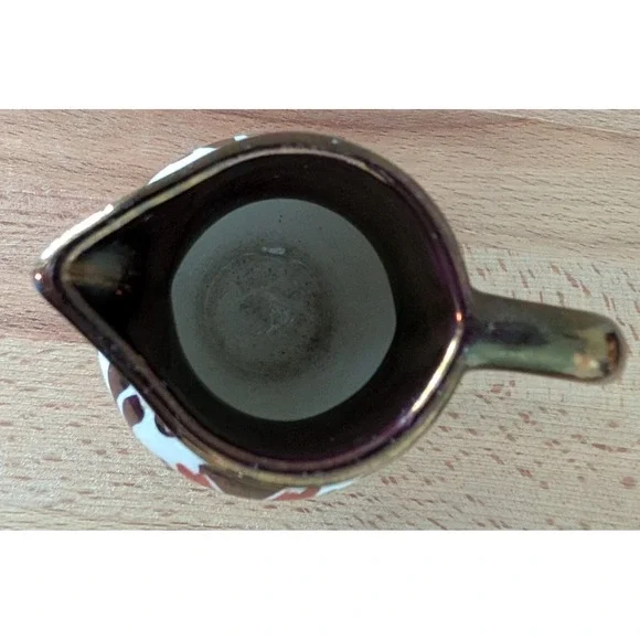 Vintage Old Castle Jug Made in England White & Copper Luster Floral 2 3/8 Inch - Picture 9 of 13